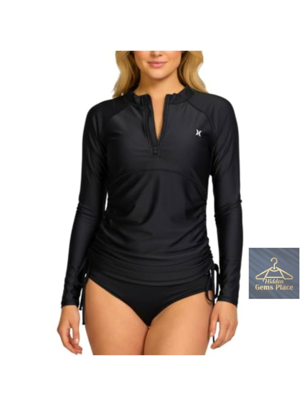 Hurley Women's Quarter-Zip Long Sleeve Rash Guard SPF 50+ Sun Shirt